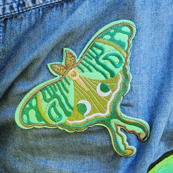 🍄🍄🍄 BONGO custom hand painted upcycled mushroom button down jacket - Picture 4 of 16